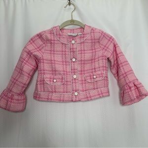 Janie and Jack pink tweed plaid girls jacket